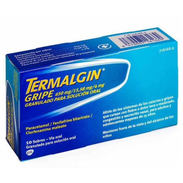 TERMALGIN GRIPE 650 mg/1558 mg/4 mg...